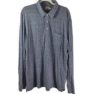 Faherty Payson LS Polo Shirt Men 2XL Heathered Navy Rust Stripe‎ Multi
